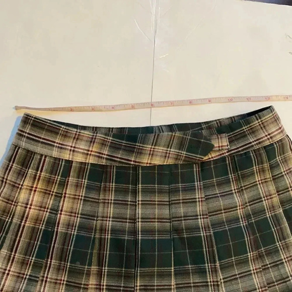 Ledin plaid pleated mini skirt  Lined Women’s  M School girl Preppy Earth tones - Picture 4 of 10